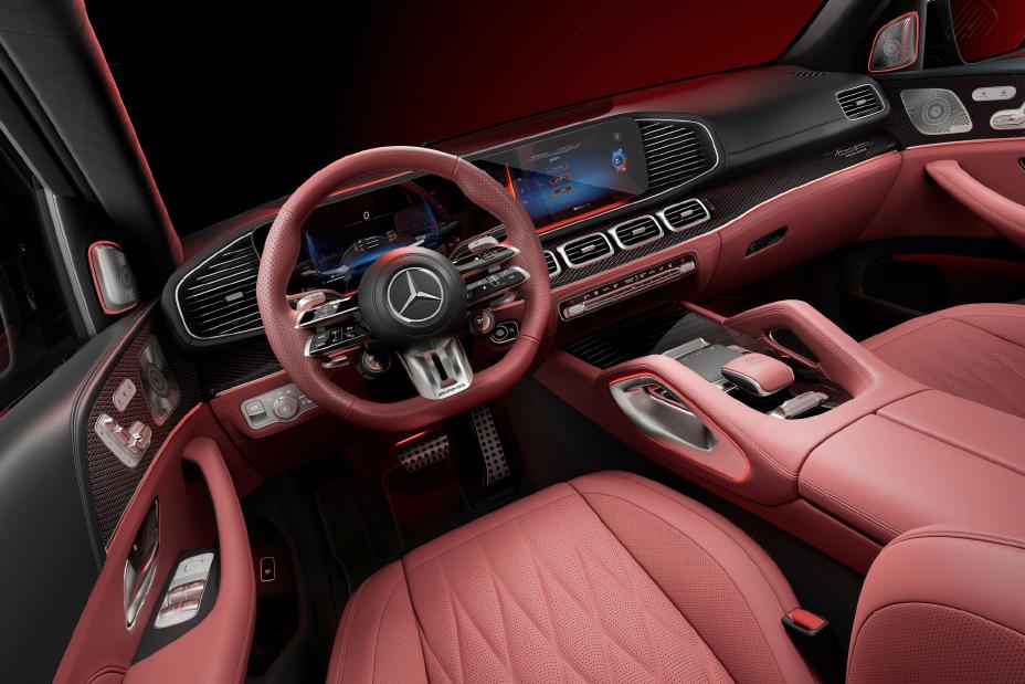 Ambient lighting pulses with the beat. of the 2026 Mercedes-AMG® GLS 63 Arctic Silver Edition