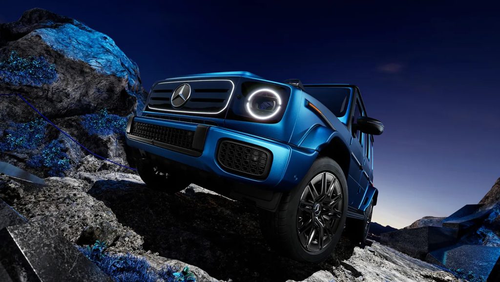 Mercedes-Benz G-Wagen exterior under starry sky, representing the design inspiration for a future Mini G-Wagen model.