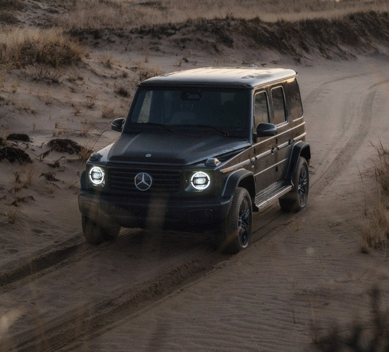 New Mercedes Baby G-Class driving off-road, showcasing the smaller G-Wagen’s rugged capability and big ambitions.