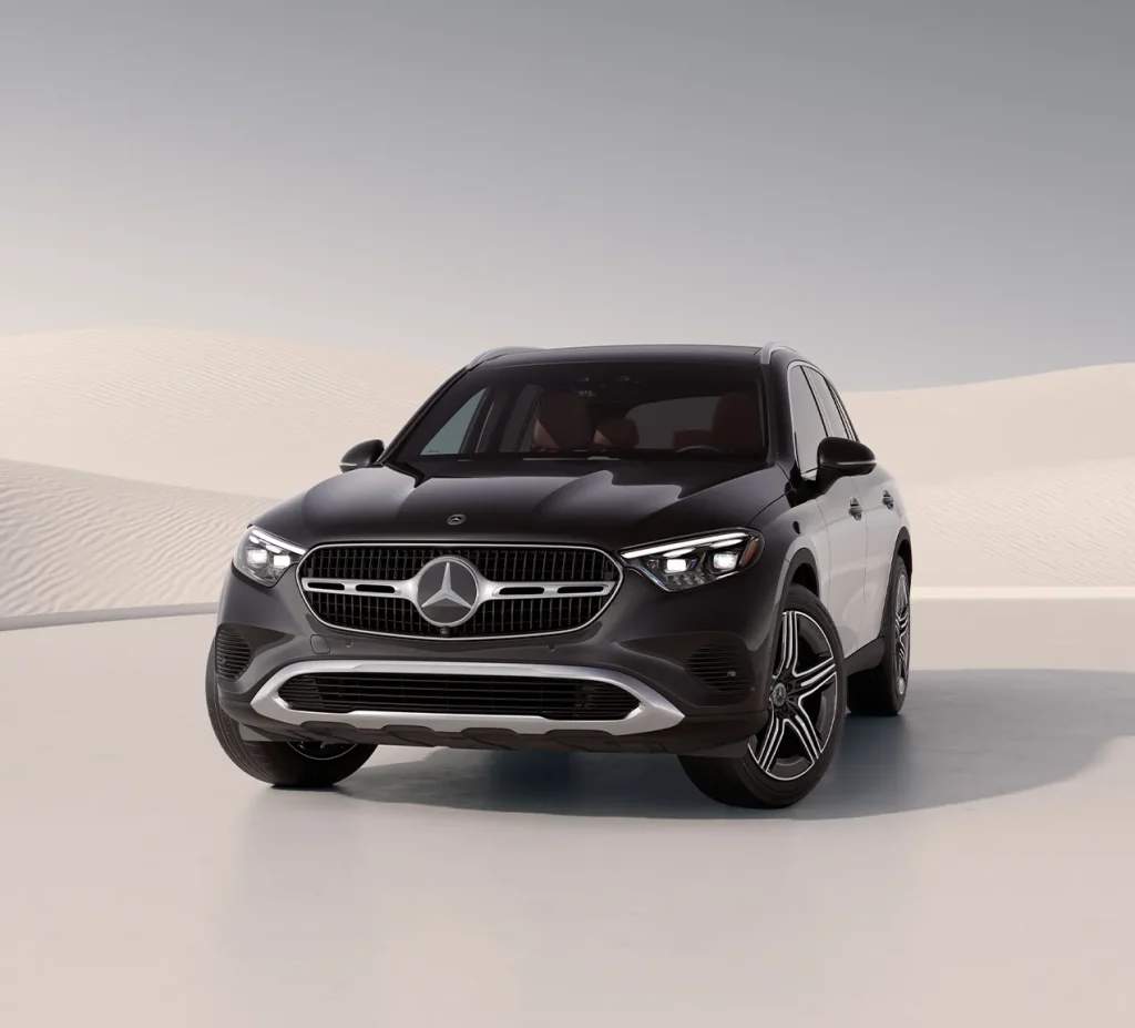 2026 Mercedes-Benz GLC driving and size comparison versus BMW X3, Audi Q5, and Volvo XC60