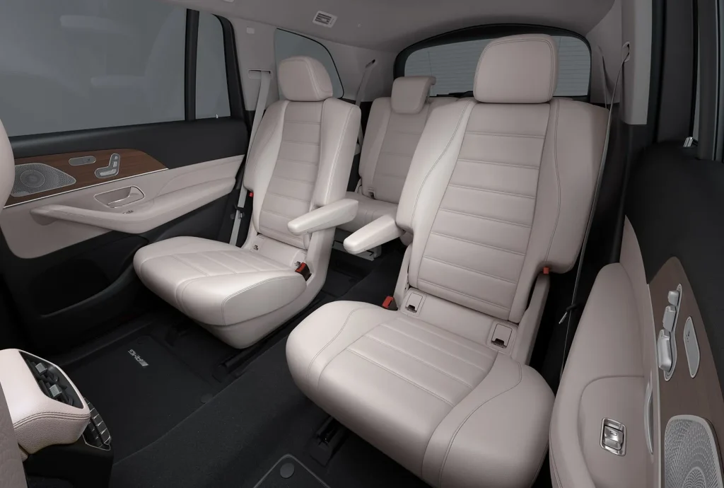 Interior view of the 2026 Mercedes-Benz GLS showing premium rear seats and luxury SUV comfort