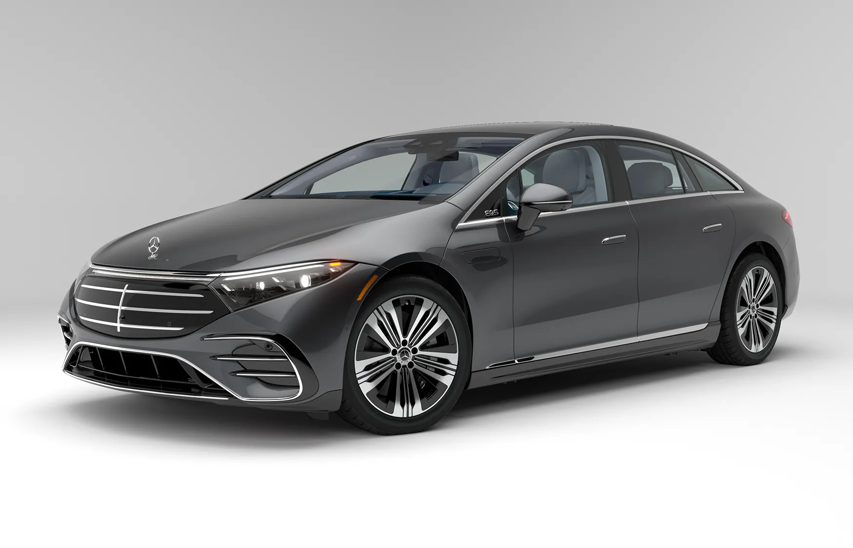 2027 Mercedes-Benz EQS Sedan side exterior view in gray.