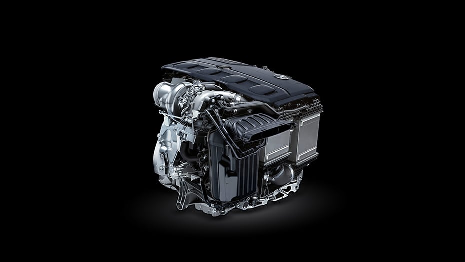 Electric exhaust-gas turbocharger and engine assembly in the 2027 Mercedes-Benz AMG SL 43 Roadster
