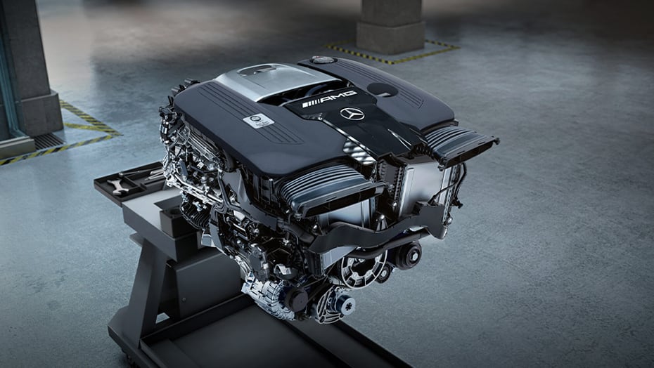 Handcrafted AMG 2.0-liter turbo engine in the 2027 Mercedes-Benz AMG GT 43 Coupe