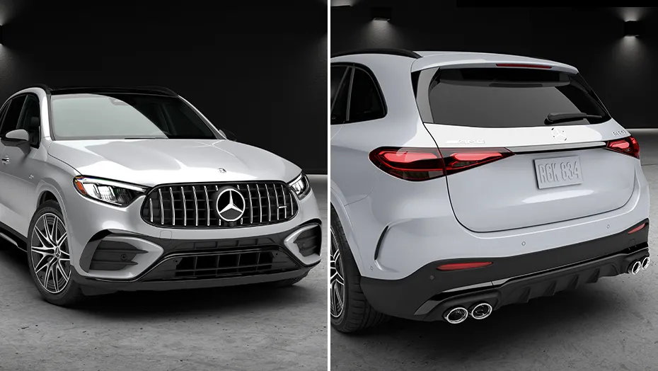 2027 Mercedes-AMG GLC 53 Coupe front and rear exterior views in white.