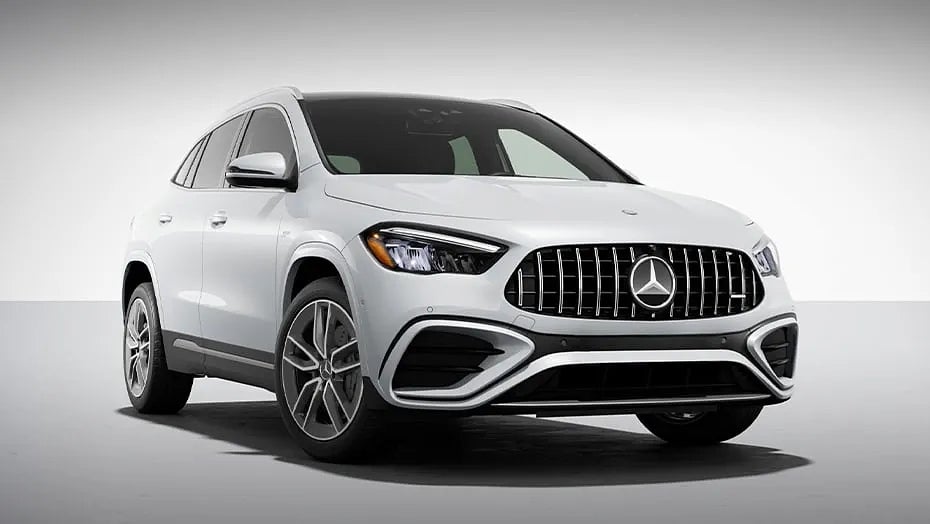 White 2028 Mercedes-Benz GLA Electric compact SUV shown from the front