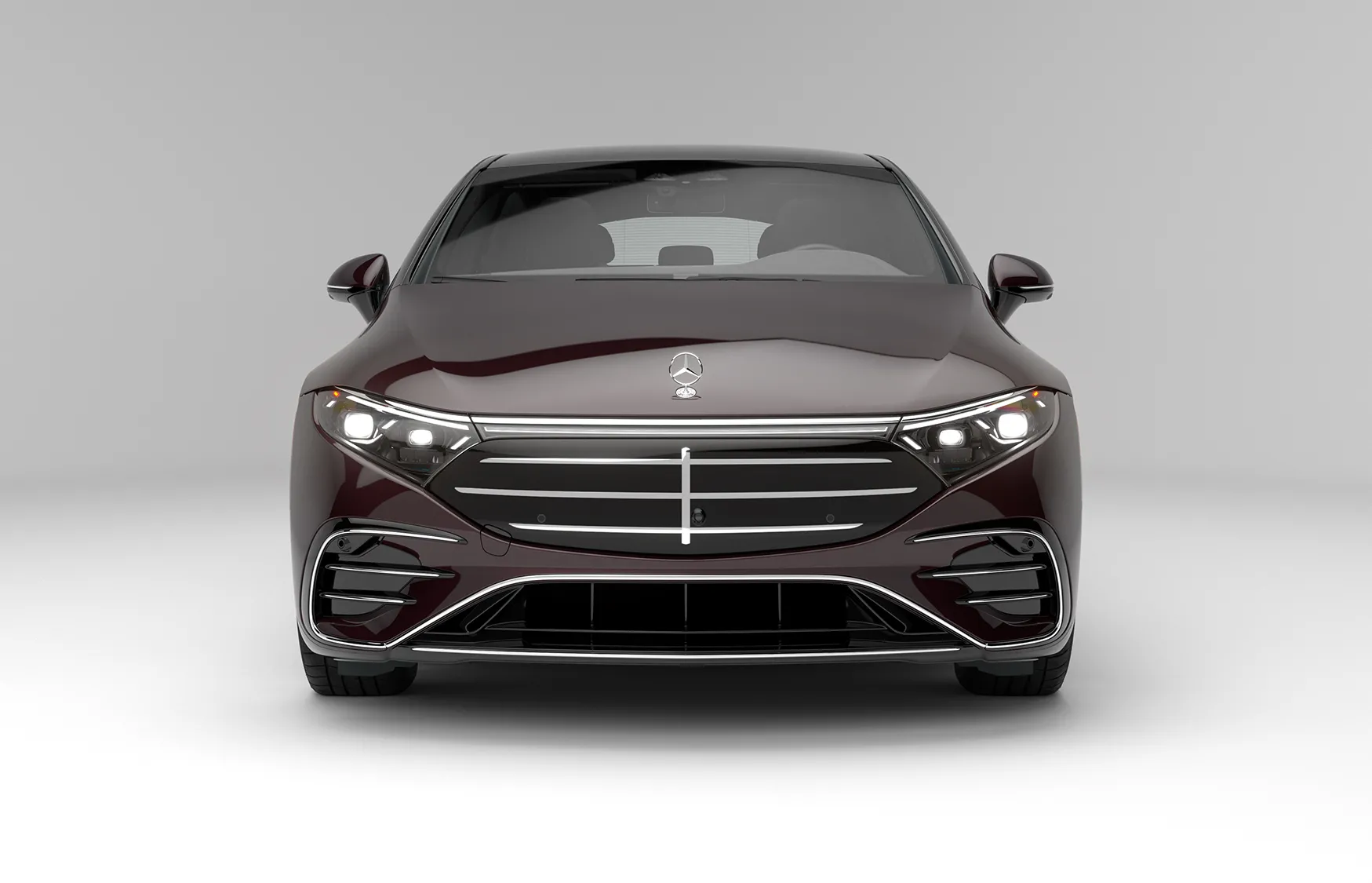 2027 Mercedes-Benz EQS Sedan front exterior view with refreshed flagship design.