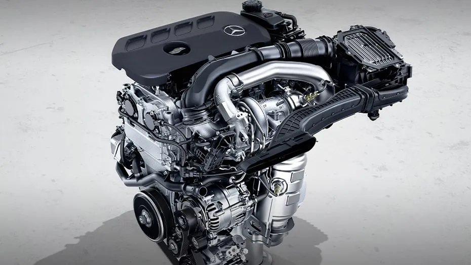 Mercedes-Benz GLA turbocharged 2.0-liter engine highlighting performance and engineering details