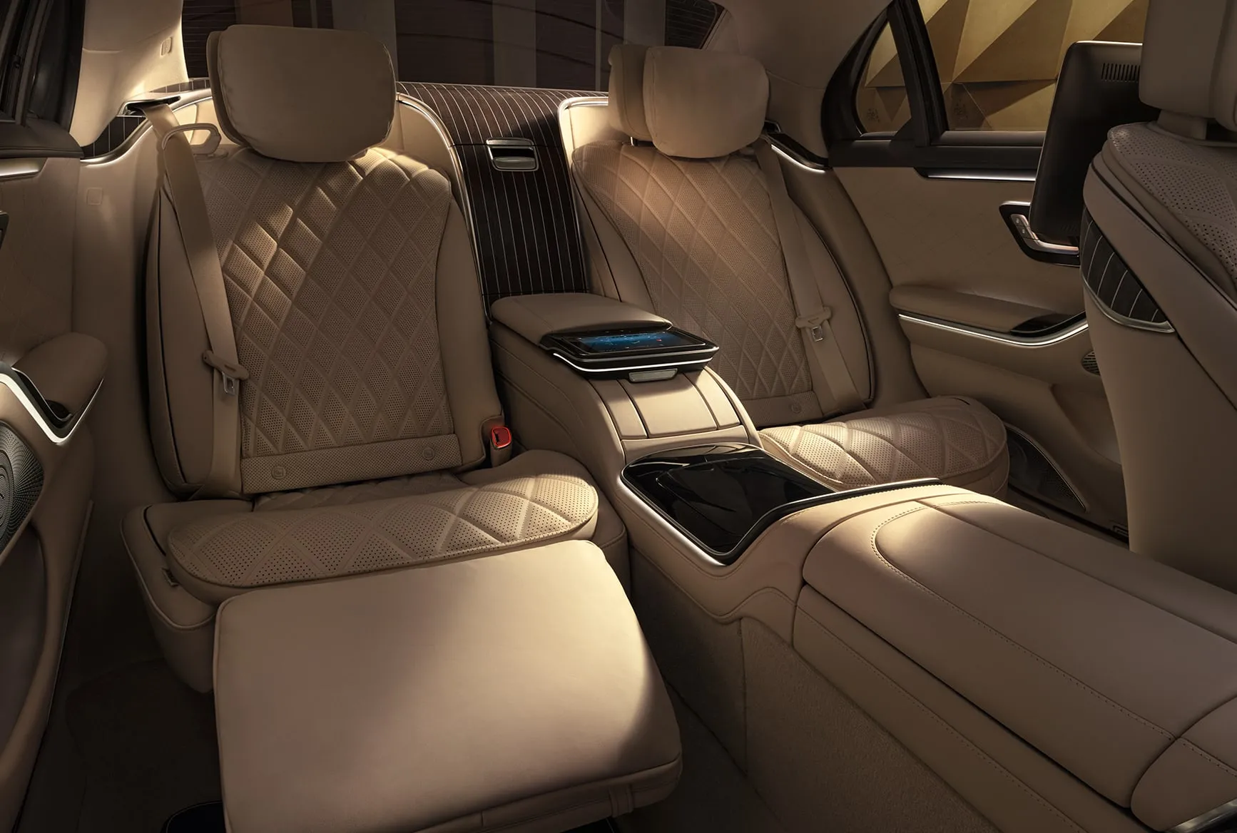 Mercedes-Benz S-Class back seat interior with premium leather and executive seating